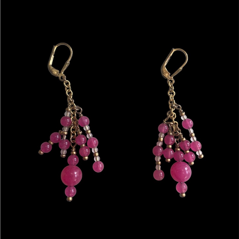 HANDMADE beaded pink earrings